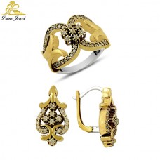 Gümüş Otantik Taşlı Set